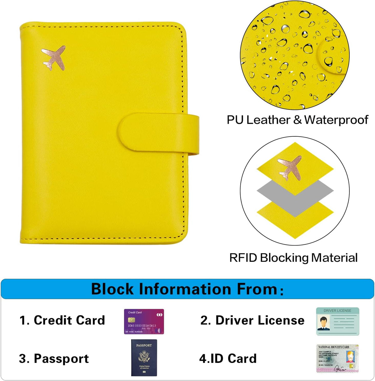 Melsbrinna Premium Leather Passport Holder Covers Case, Waterproof Rfid Blocking Travel Wallet Passport Holder with Pen Holder, Cute Passport Book for Women/Men