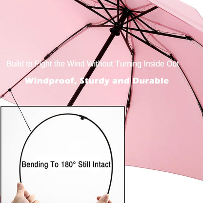 LANBRELLA Compact Reverse Folding Umbrella Auto Windproof Travel Umbrella