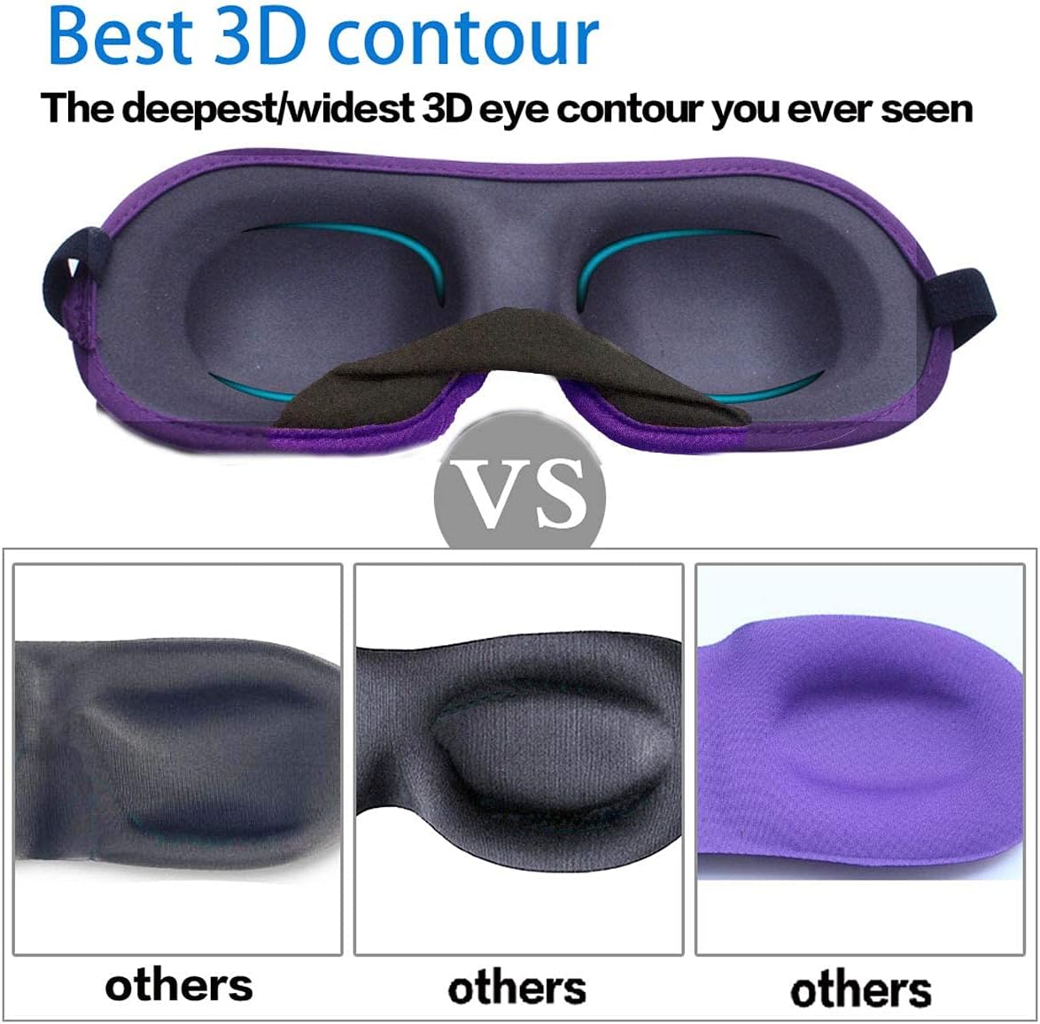 3D Eye mask for Sleeping,Machine Washable, Sleep Mask for Women, Blinder Blindfold Airplane(Black+Gray)