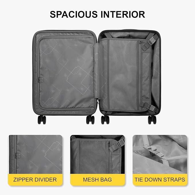 LEVEL8 Grace Carry on Luggage Airline Approved, 20 Inch Expandable Hardside - Image 5