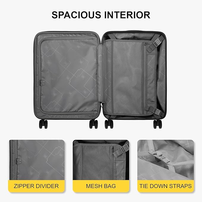 LEVEL8 Grace Carry on Luggage, 20 Inch Expandable Hard Shell Suitcases - Image 7
