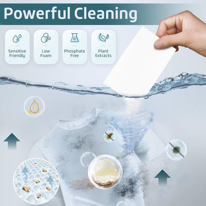 Poesie Laundry Detergent Sheets Fresh Linen Scent 160 Sheets 80 Large Loads Plastic Free Fast Dissolve Washing for All Washing Machine Traveling Dorm Life Save Space