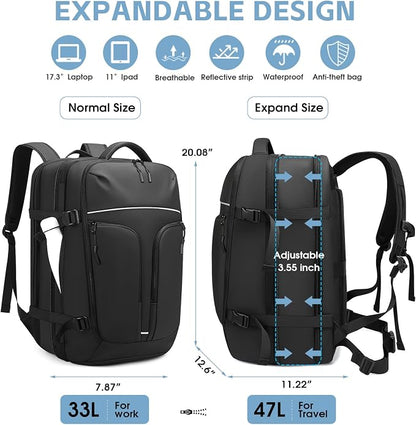 Vacuum Compression Backpack for Travel, 47L Expandable Backpack - Image 5