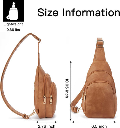 Telena Small Sling Bag for Women Leather Crossbody Fanny Packs Chest Bag for Women