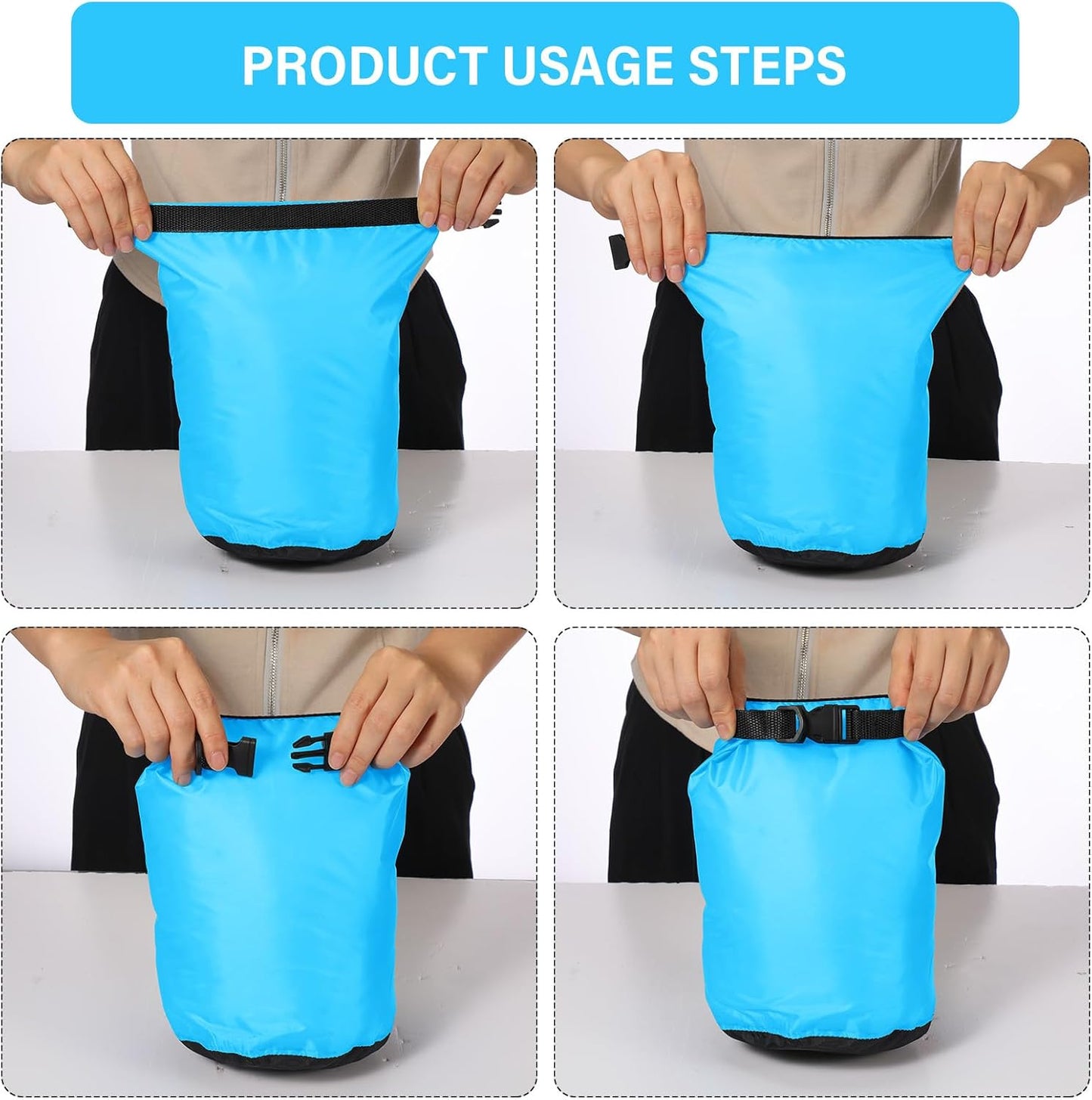 6 Pcs Waterproof Dry Bag Sack Lightweight Outdoor Dry Bags 35 L, 20 L, 15 L, 10 L, 5 L, 3 L Waterproof Boat Bag for Kayaking, Backpacking, Hiking, Camping Rafting(Blue)