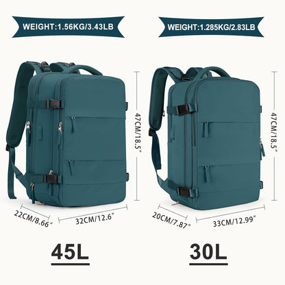 coowoz Large Travel Backpack For Women Men, Carry On Backpack,Hiking Backpack Waterproof Outdoor Sports Rucksack Casual Daypack Expandable Heavy Duty Extra large Backpack Peacock Blue