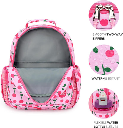 mibasies Toddler Backpack for Girls 2-4: Cute Kids Backpacks for Girls - Preschool Kindergarten Backpack - Cherry Pink
