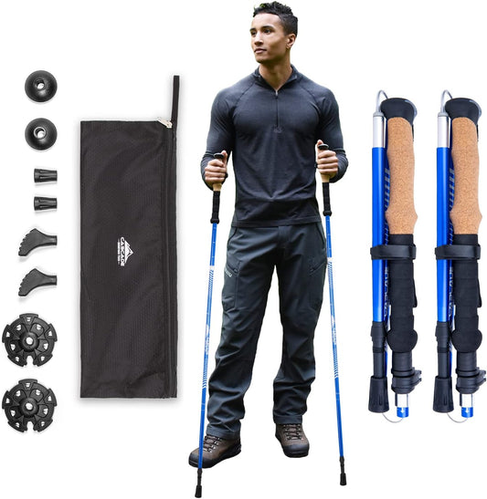 Cascade Mountain Tech Lightweight Aircraft-Grade Aluminum Trekking Poles with Extended Down Grip Plus Tip Kit