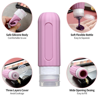 16 Pack Travel Bottles Set for Toiletries, Leakproof Travel Containers for Toiletries TSA Approved Silicone Travel Accessories Squeezable Refillable 3oz for Shampoo Conditioner Lotion