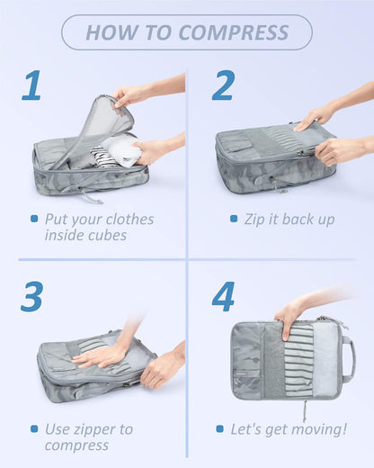 BAGSMART 6 Set /4 Set/2 Set Compression Packing Cubes for Travel, Lightweight Luggage Organizer Bags, Durable Space Saver Bags Travel Essentials