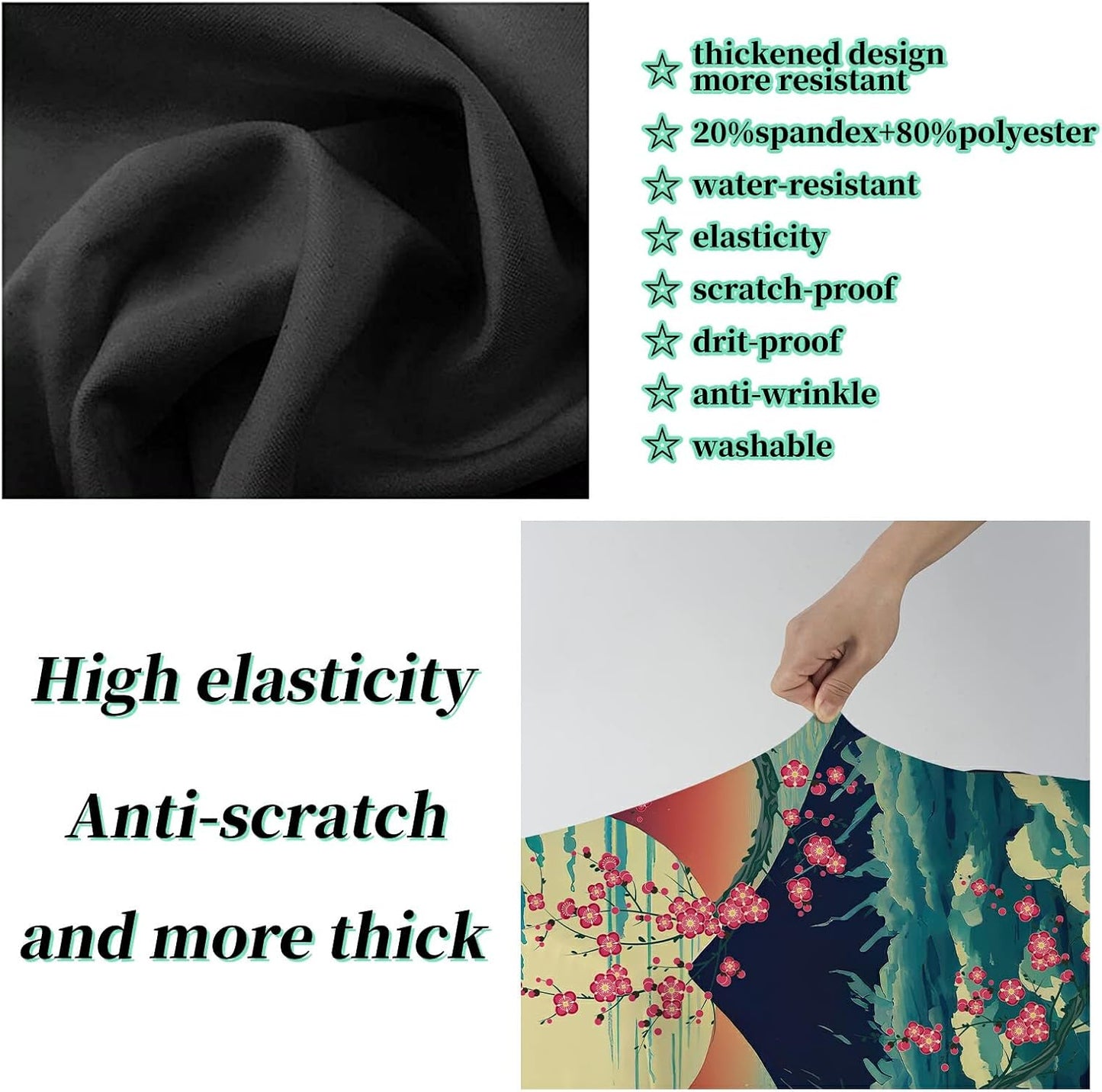 Luggage Cover Suitcase Protector + Luggage Tag, Landscapes Sakura Mount Fuji Travel Suitcase Cover for 22-24 inch Luggage (M) with Concealed Zipper Washable Elastic Cloth Dustproof Anti-Scratch