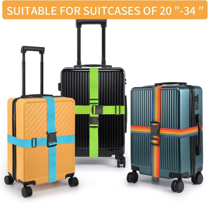 BILIONE Luggage Straps, 79" Long Belts Keep Suitcase Secure While Traveling, TSA Approved Add a Bag Premium Accessory for Travel Bag Closure (2PCS Blue)