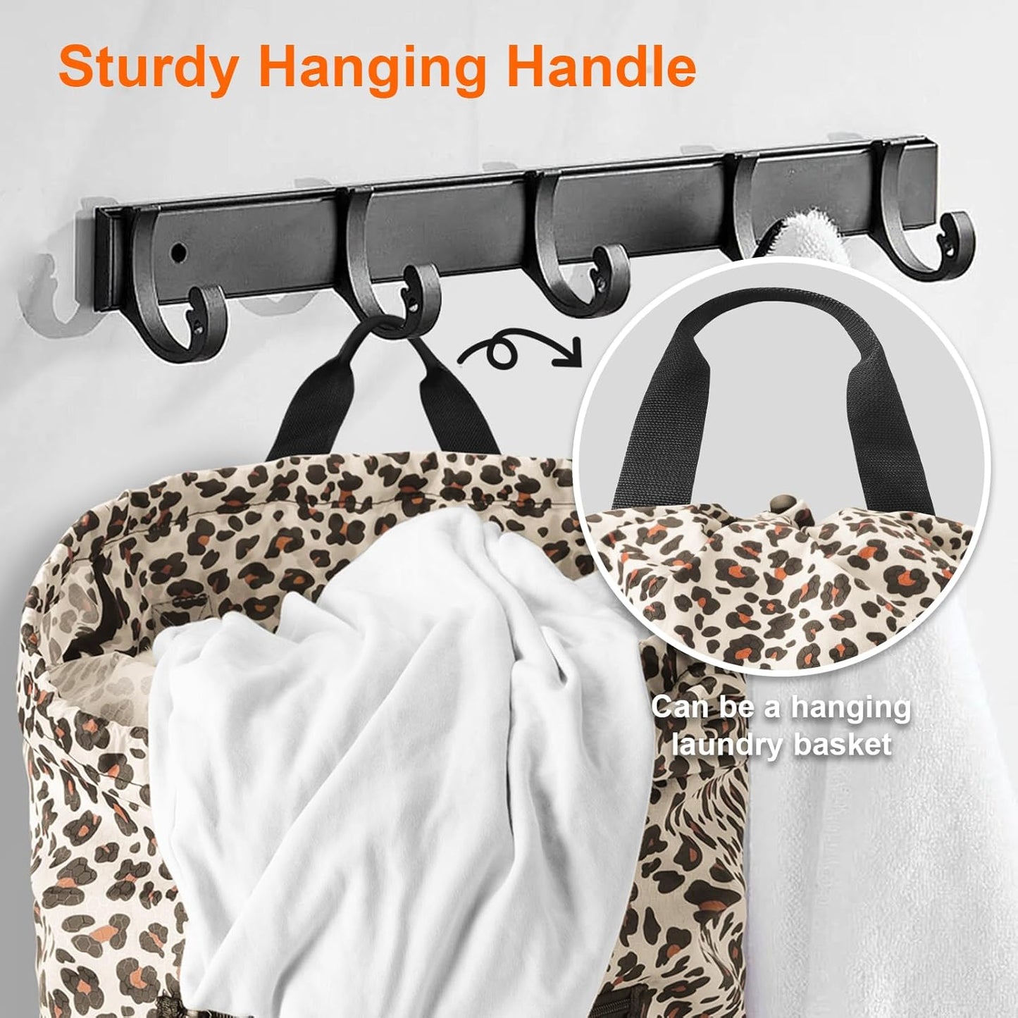 Laundry Bag Backpack Durable Laundry Bag with Shoulder Straps and Mesh Pockets Portable Laundry Dirty Clothes Hamper Bag for College Dorm (Leopard Print)