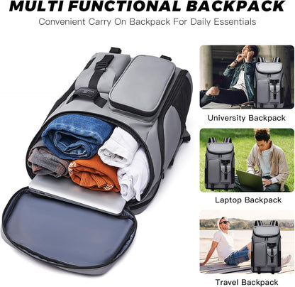 Carry on Travel Backpack for Men Women,30L Multi-Pocket 17.3inch Laptop Backpack, Sports Gym Tennis Badminton Backpack with Shoe Compartment-Grey