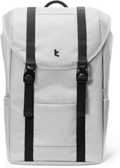 tomtoc Flap Laptop Backpack, Lightweight, Water-Resistant Casual Daypack, Durable Work-pack, Vintage Classic Rucksack for 13-15.6 Inch Laptop, perfect for Campus, Street, 22L Gray
