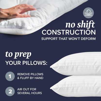 Beckham Hotel Collection Bed Pillows Standard/Queen Size Set of 2 - Original Down Alternative Pillow for Sleeping - Bedding for Back, Stomach or Side Sleepers