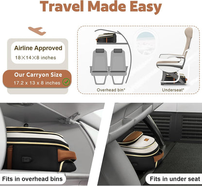 Small Rolling Backpack for Women, Lightweight Travel Backpack with Wheels, Roller Backpacks for Adults, Water Resistant Rolling Laptop Bag, Wheeled Underseat Carry On Luggage, Beige Brown