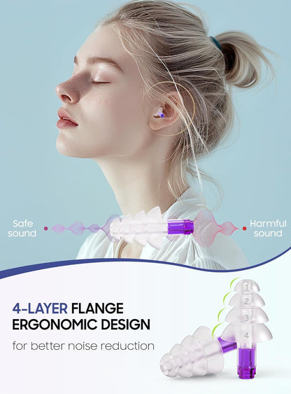 Ear Plugs for Airplane Pressure Relief, Kids 6+, Adults/Small Canal Reusable Airplane Earplugs 26dB, with Silicone Connector Cord, Travel Essentials for Flying, Ear Protection Earplugs