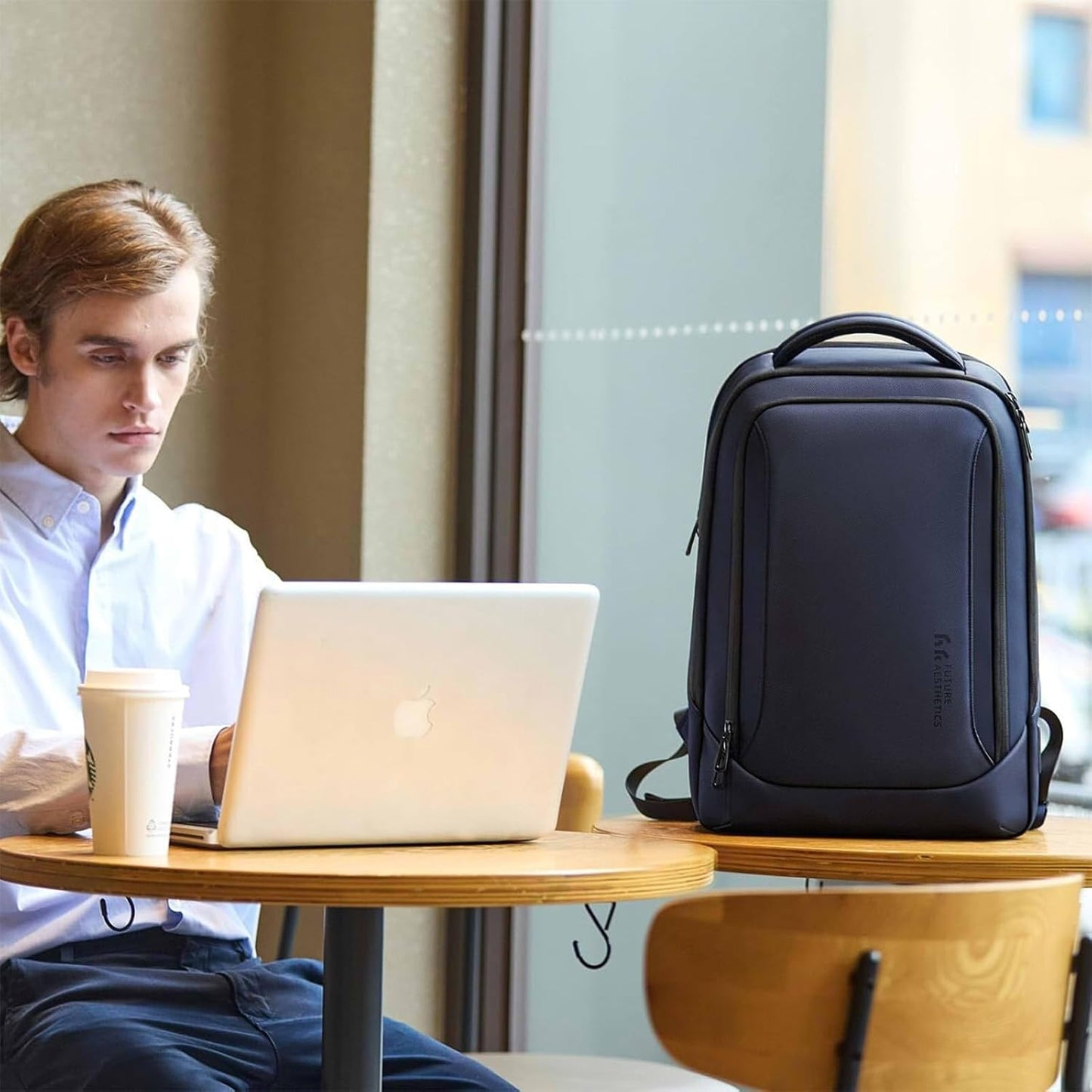 hk Laptop Backpack for Men with USB Charging Port for Business Work College Travel (Blue, 17.3 inch)