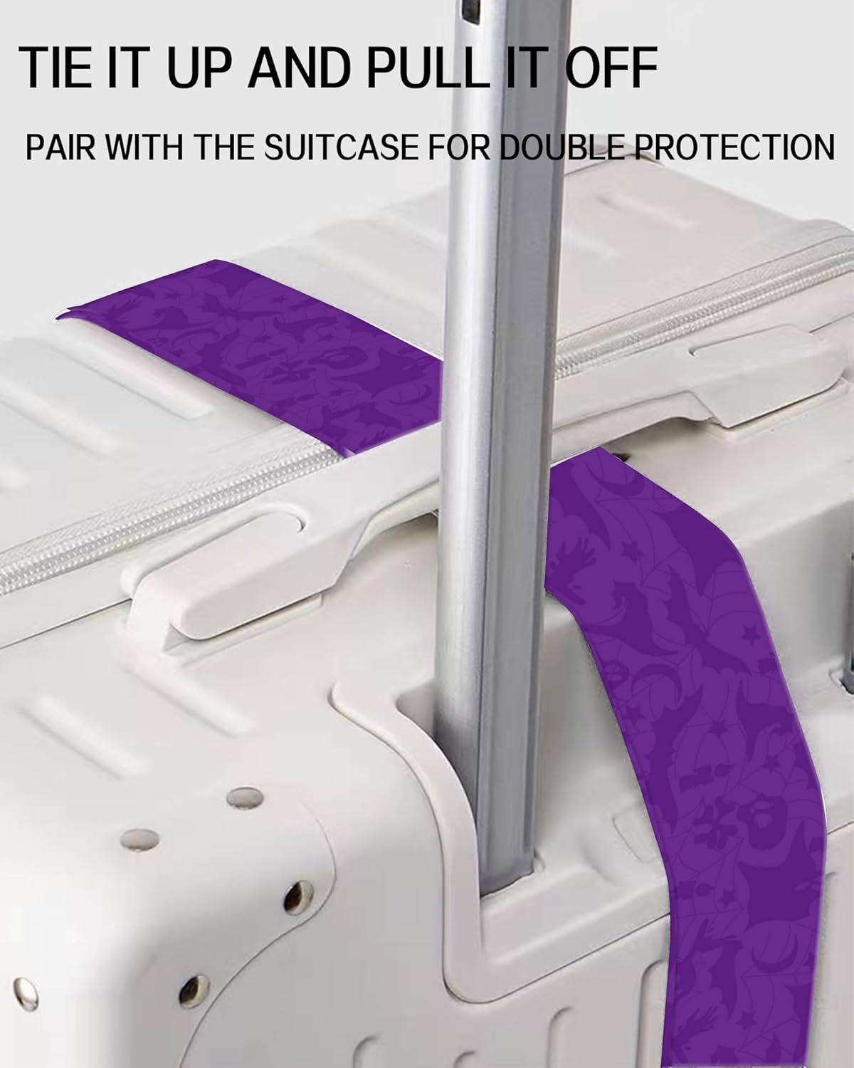 Luggage Straps for Suitcases, Adjustable Travel Belt, Durable Wide Luggage Strap, Cute Suitcase Strap Identifiers with Buckle, Bag Straps for Luggage, Purple Bats Skulls