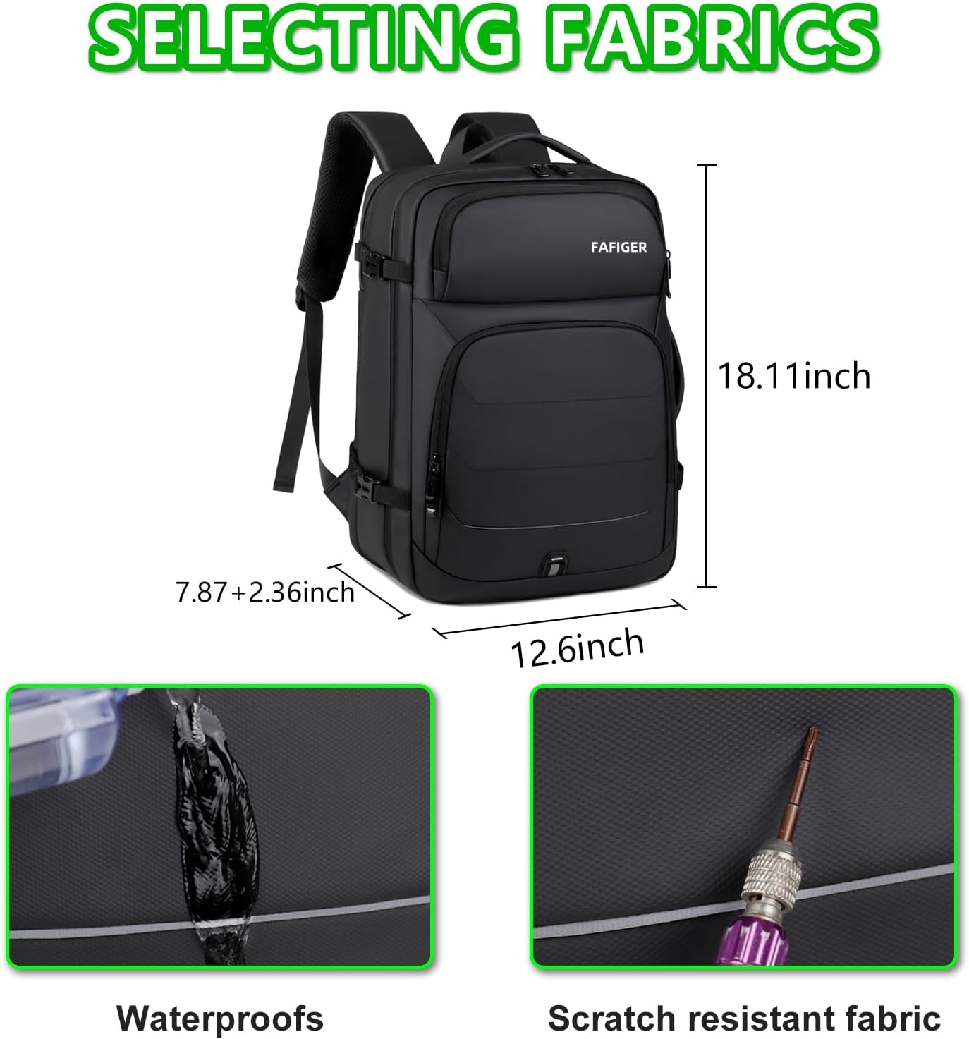 Travel Backpack for Men & Women - 40L Expandable Carry-On Backpack, TSA Approved 16 Inch Laptop, Weekend Outdoor Essentials, Airline Flight Approved, Black