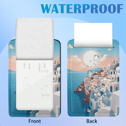 Greek Island Sunset Landscape On The Sea Luggage Tags for Suitcases, 2 Pack Cute PU Leather Suitcase Tag Identifiers with Address Card for Baggage Tag