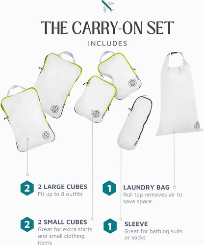 Compression Packing Cubes Set for Travel - Lightweight, Durable Clothes Organizer for Carry-On Luggage and Suitcases by TRIPPED Travel Gear