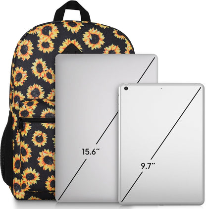 School Backpack,Sunflower Bookbag Men and Teen Boy Schoolbag with USB Charging Port for High School College Office Work Travel