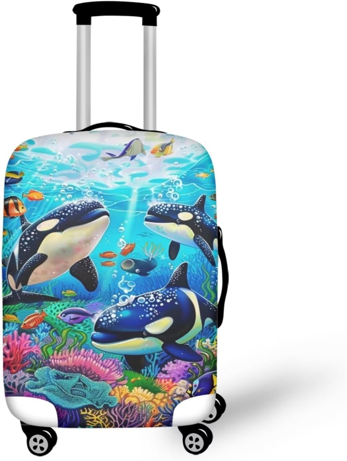 Killer Whale Luggage Cover Elastic Universal Luggage Covers for Suitcase Fit 18-21 Inch Zip Closure Suitcase Cover Protector for Travel Business Anti-Scratch Baggage Covers Case