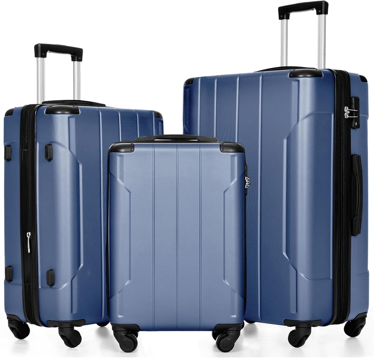 Merax Luggage Expandable Lightweight Spinner Suitcase with Corner Guards, 3-Piece Set (20/24/28 Blue)