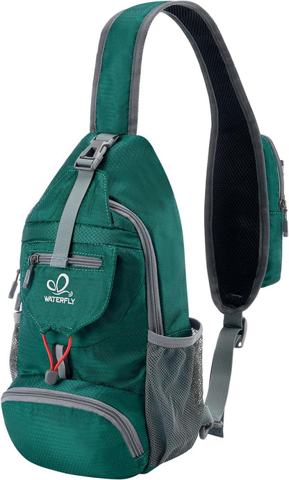 WATERFLY Packable Small Crossbody Sling Backpack Shoulder Chest Bag Daypack for Hiking Traveling