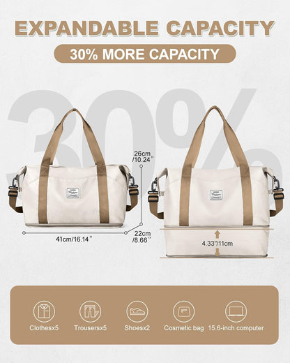 Travel Duffel Bag, Sports Tote Gym Bag, Shoulder Weekender Overnight Bag for Women