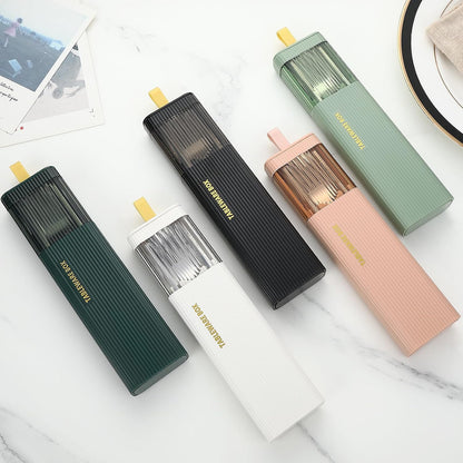 DEVICO Travel Utensils with Case, 18/8 Stainless Steel Reusable Silverware Set for Lunch Box, Portable Cutlery Set, Fork and Spoon Set for Camping, Lunch, Picnic, Workplace, School (Green)