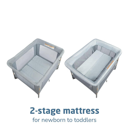 Maxi-Cosi Swift Baby Playard with Mat, Baby Playpen, Play Yard with Bassinet, Portable Playpen for Babies and Toddlers, Classic Slate