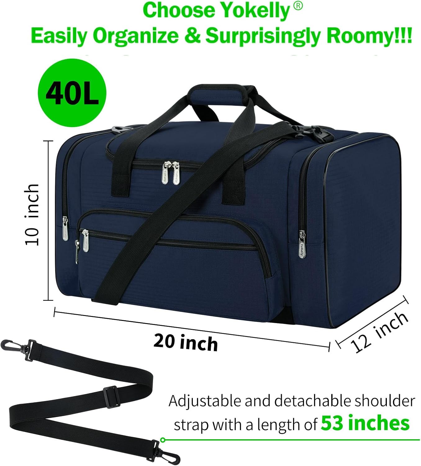 Sports Duffel Bag 20 inch for Travel Gym - Navy Blue