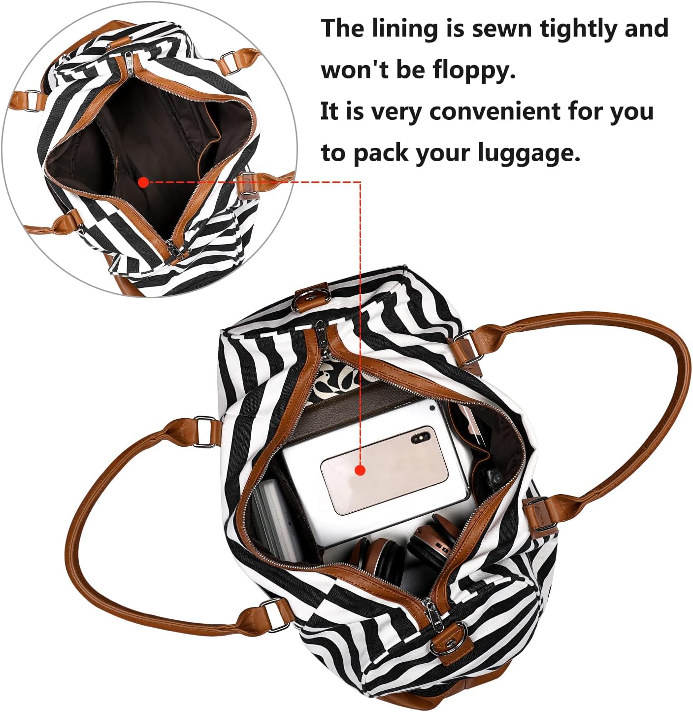 Newshows Women Weekender Bag Canvas Travel Duffel Bag Overnight Carry On Tote with Luggage Sleeve