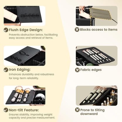 Makeup Train Case with Magnetic LED Mirror Makeup Organizer Box Travel Cosmetic Case with 3 Colors LED Mirror Portable Vanity Make up Suitcase with Lockable Keys Dividers Brush Holder, Silver