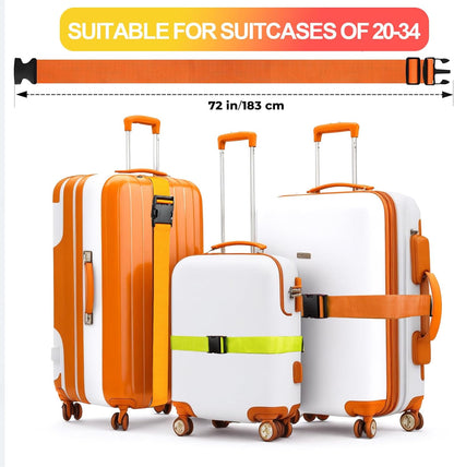Luggage Straps for Suitcases TSA Approved, Travel Belt Suitcase Belt, Suitcase Straps TSA Approved, Luggage Belt Strap TSA Approved, Travel Straps for Luggage, 4Pcs Luggage Band Orange, Green