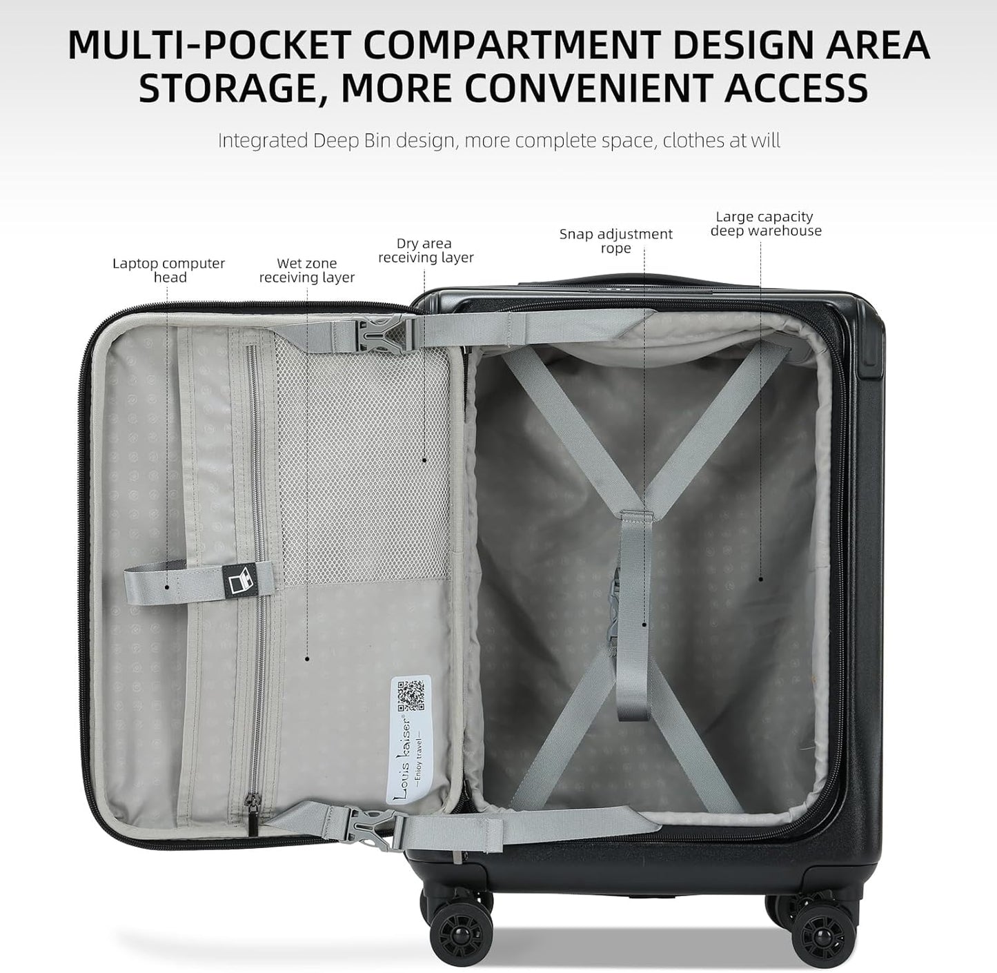 Premium Carry On Luggage, 20Inch&29 Inch Top Opening Airline Approved ABS+PC Hard Shell Suitcases with Silent Wheels, TSA Lock,Front Pocket and Wet-dry Separated Six-piece Set