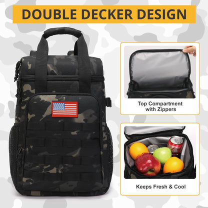 Tactical Backpack Cooler,Lunch Backpack for Men Adults Work with Handle，Soft Cooler Backpack Insulated Waterproof Leak Proof