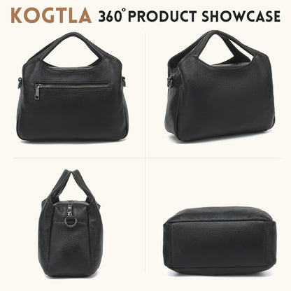 KOGTLA Genuine Leather Purses for Women, Crossbody Shoulder Bags with Top-Handle, Tote Satchel Handbags