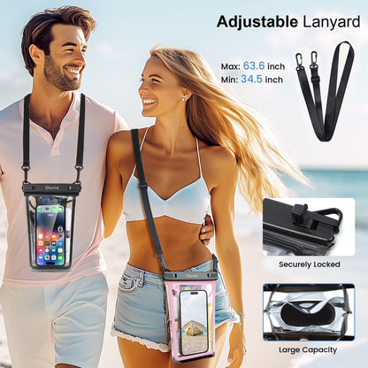 Large Waterproof Phone Pouch, Floating Waterproof Pouch for iPhone 16 15 14 13 12 Pro Max Galaxy S25 S24 S23, Adjustable Lanyard, IPX8 Waterproof Bag for Beach Cruise Swimming Rafting Boating