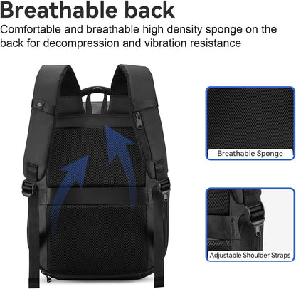 SOKOK Carry On Travel Backpack Waterproof Business Backpack with Laptop Compartment, Slim Hardshell Computer Backpack for Men and Women, White