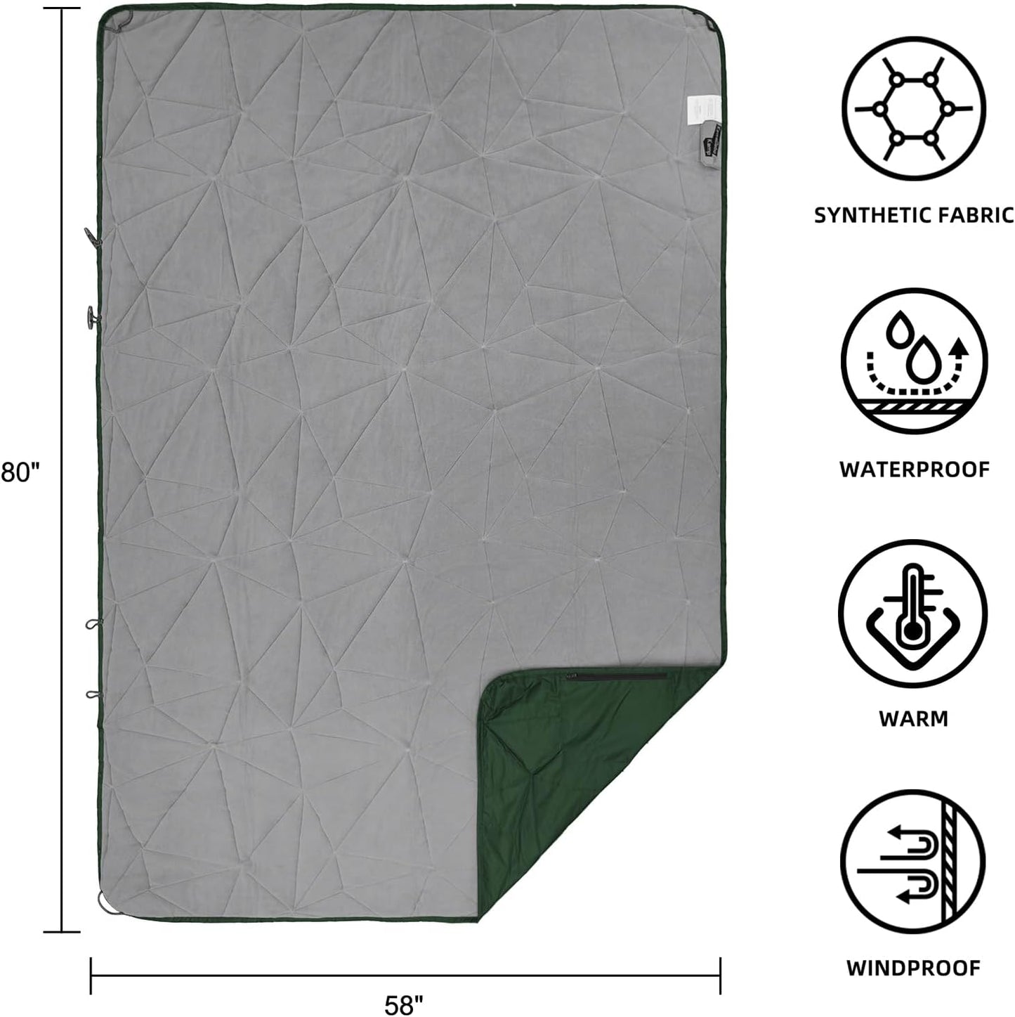 Outdoor Waterproof Blanket, Foldable Fleece Stadium Blanket for Outdoor Sports Event, Camping, Concerts, Car, Pet, Picnics - Windproof, Wearable, Machine Washable 80" x 58"