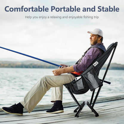 High Back Camping Chair,Outdoor Comfortable Chair for 600 LBS Capacity Oversized Camping Chair with Comfortable Backrest & Headrest, Quick Setup - Compact Folding Chair(Black)