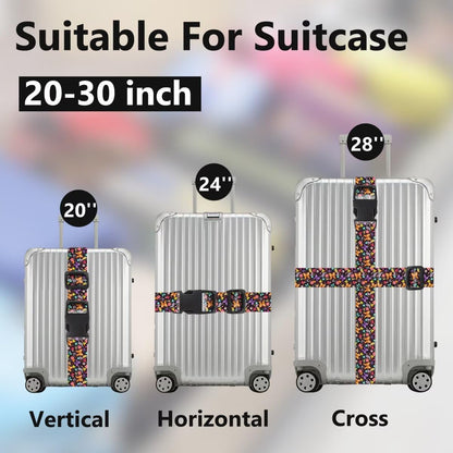 2 Pack Luggage Straps for Suitcases Adjustable Luggage Belt TSA Approved, Bright Colors Travel Packing Straps with Quick Release Buckle Unique Nylon for Sleeping Bag Car Seat, Butterfly Black