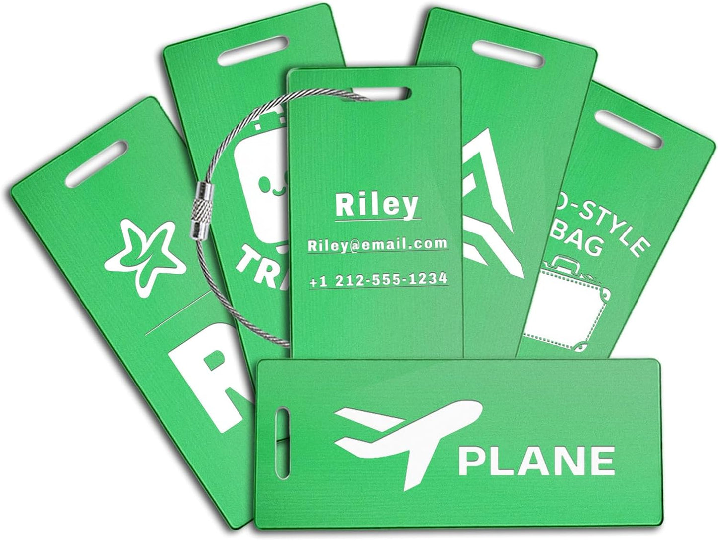 Custom Metal Luggage Tags for Suitcases Custom Engraved Aluminum Personalized Luggage Tags for Travel(Large,Green)