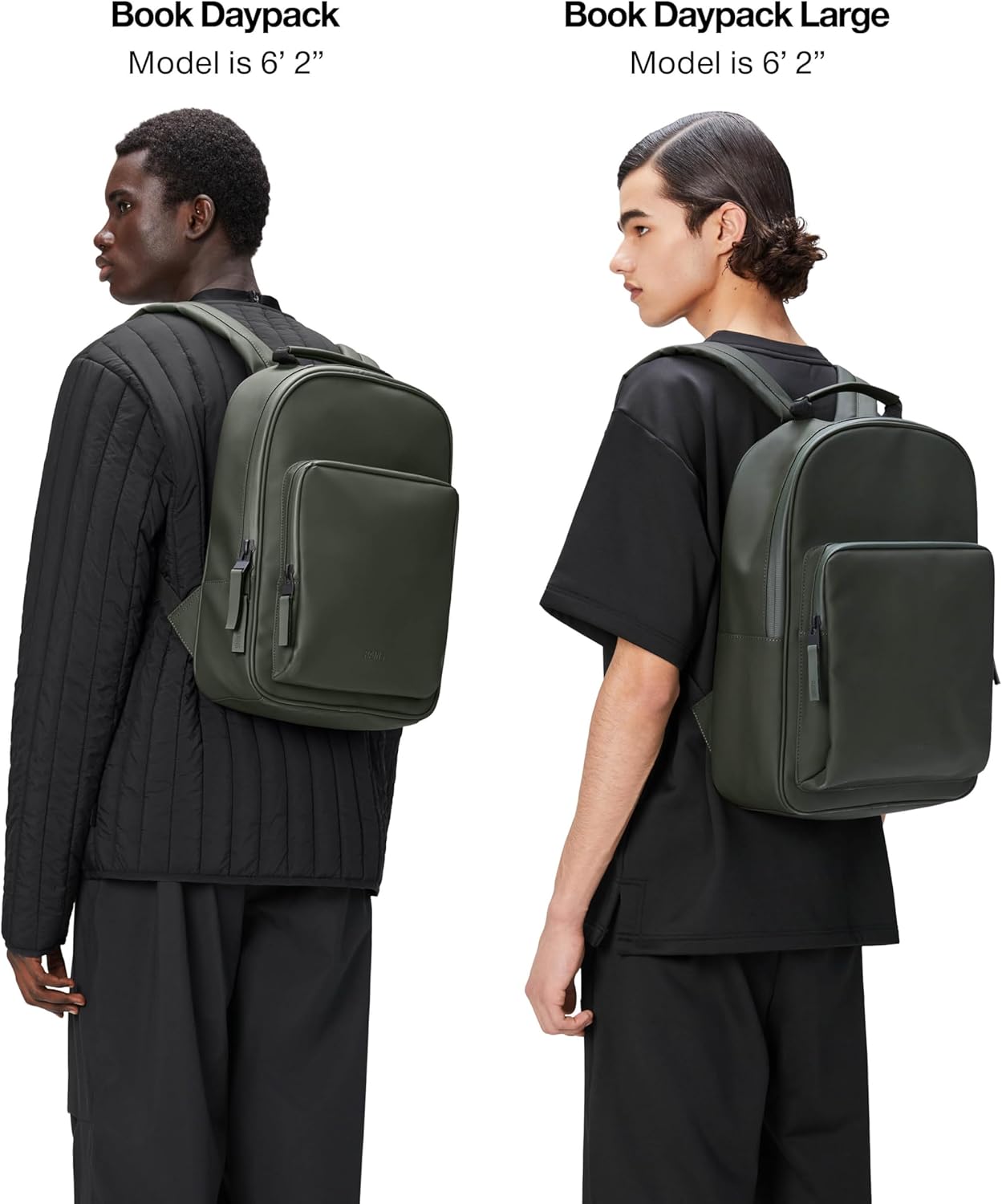 RAINS Large Book Daypack, Backpack, Laptop Bag, Waterproof, 2 Year Warranty, Green