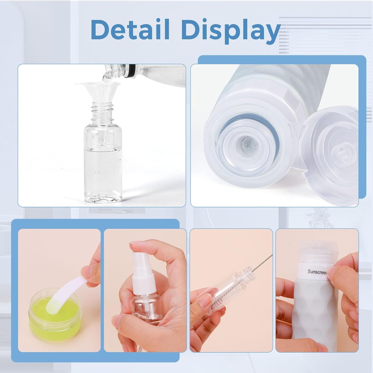 16pack Travel Bottles for Toiletries, TSA Approved Travel Size Containers Set, Leak Proof Refillable Liquid & Creams Toiletries Accessories Kit W/Toiletry Bag (Gray)