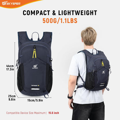 SKYSPER Hiking Backpack 15L Lightweight Walking Daypack for Camping Travelling Daytrip Small Trail Bagpack for Men Women